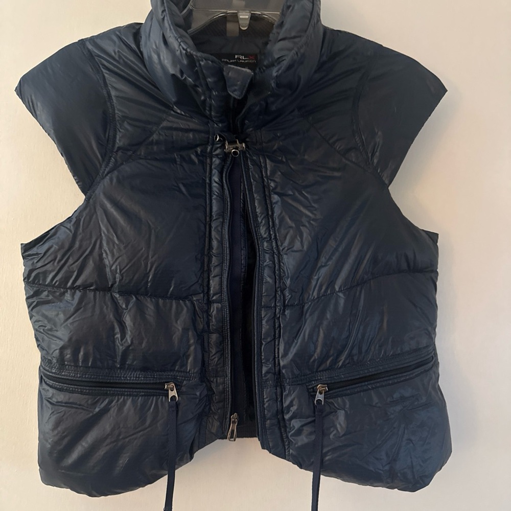 RLX Ralph Lauren Women's XS Blue Full Zip Cropped Vest , Zip Pockets - Picture 2 of 10
